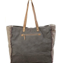 Eco-Friendly Embroidery Print Logo Large Canvas Handbag Cotton Leather Handle Market Tote Bag