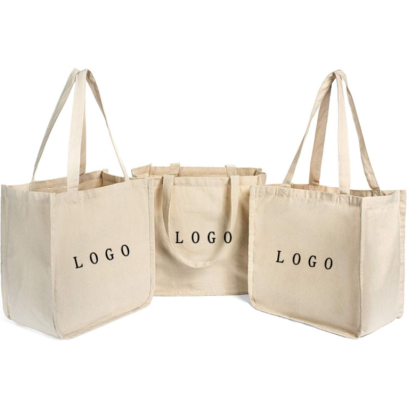 Canvas Bags Digital Printing Custom Printed Recycled Cotton Canvas Tote Bag Bulk Reusable Cotton Shopping Bag