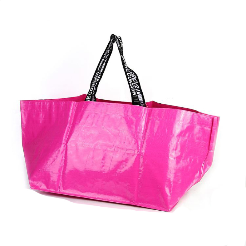 Popular trendy style decorative webbing handle pe bag