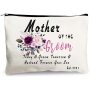 Custom logo cotton canvas cosmetic gift bag for bridesmaid wedding guests makeup pouch