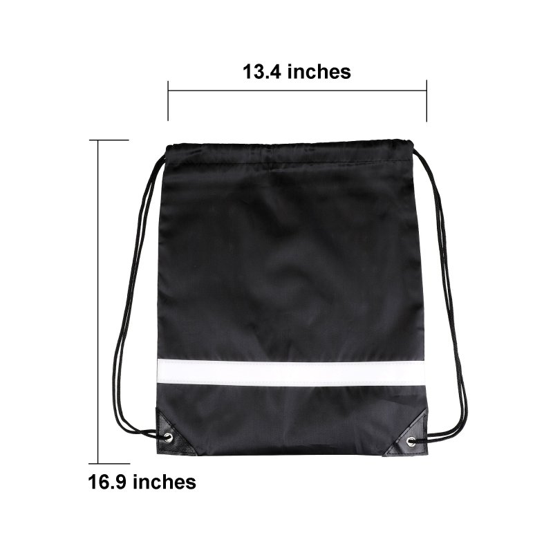 High capacity logo printed oem blank drawstring shopping bag with reflective strip