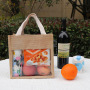 Reusable Large PVC Transparent Burlap Wine bag Jute Gift Personalized Packing Promotional Gift Handbags