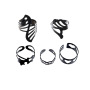 New Cold Wind Element Jewelry Fashion  Style Adjustable Black Plain Hollow Opening Geometric Ring Set