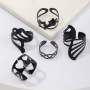 New Cold Wind Element Jewelry Fashion  Style Adjustable Black Plain Hollow Opening Geometric Ring Set