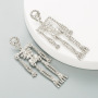 Hip Pop Jewelry Sleek Minimalist Alloy Crystal Halloween Skeleton Drop Earrings For Women