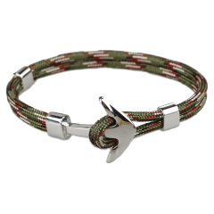 Wholesale European Handmade Mens Silver Plated Nylon Anchor Rope Bracelet
