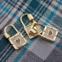 Custom Wholesale Korean Fashion Gold Plated Zircon Brass Lock Design Carabiner Jewelery Accessory for Bracelet Necklace Making