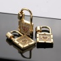 Custom Wholesale Korean Fashion Gold Plated Zircon Brass Lock Design Carabiner Jewelery Accessory for Bracelet Necklace Making