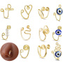 Wholesale Faux Clip on Hoop Face Jewelry Rings Colorful Round Stone Gold Curve Wire Non Pierced Dangle Evil Eyes Nose Cuffs