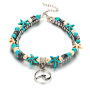 New Summer Double Layer Bohemia  Retro Beach Style Artifical Rice Bead Turtle Starfish Shell Anklet