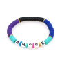 Bohemian Style Femme Disc Beads Heishi Bracelets LOVE Letter Hot Jewelry Polymer Clay Stretch Handmade