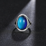 2021 New Arrival Retro Silver Plated Changing Color Change Mood Beads Oval Stone Ring for Sale