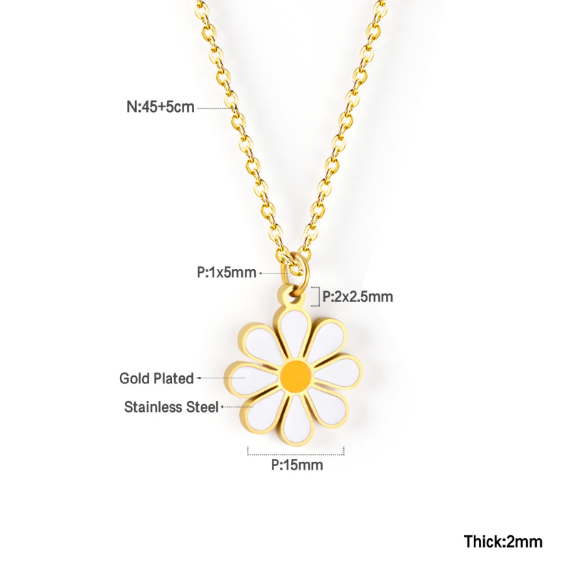 New Trendy Chain Jewelry Necklace Stainless Steel Gift Gold Custom Flower Design Jewelry Necklace For Womens