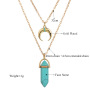 Fancy Layered Gold Plated Chain Moon Charm 6 Colors Natural Stone Pendant Necklace for Women