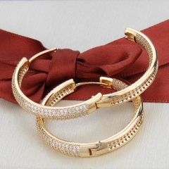 Womens High Quality Handmade Big Gold Plated Brass Micro Pave Crystal Zircon Huggie Earring