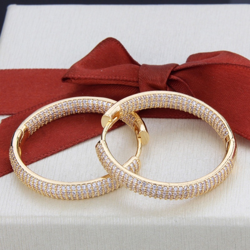 Womens High Quality Handmade Big Gold Plated Brass Micro Pave Crystal Zircon Huggie Earring