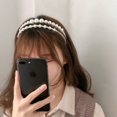 2021 Trendy Designer Makeup Headband Accessories Jewelry Hoop White Faux Beaded Pearl Wedding Bridal Hairbands For Girls