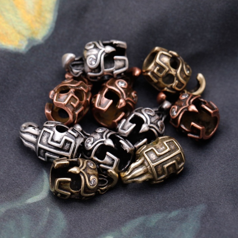 Wholesale Fashion Accessory Antique Silver Brass Copper Zircon DIY Helmet Design Beads for Jewelry Bracelet Necklace Making