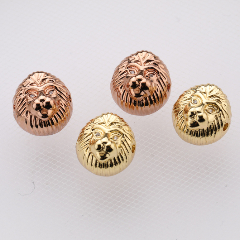 Fashion Jewelry Accessories Stately Gold Lion Head Bead Charm Bracelet Making for Men and Women