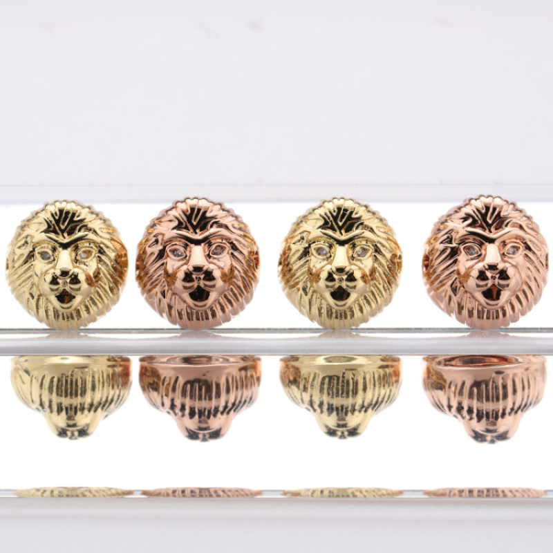 Fashion Jewelry Accessories Stately Gold Lion Head Bead Charm Bracelet Making for Men and Women