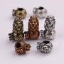 Powerful Antique Gold Copper Plated Women and Men Bracelet Making Brass Lion King Crown Beads Charm with Hole