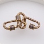 Custom Wholesale Fashion Korean Gold Plated Brass Oval Carabiner Zircon DIY Jewelery Accessory for Bracelet Necklace Making