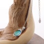 High Quality Handmade Color Change Mood Stone Necklace Drop Shape Silver Pendant Necklace