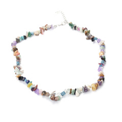 Natural Crushed Beaded Strand Multicolored Energy Chakra Stone Necklace