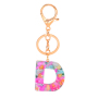 Young Ladies Gold Plated Chain Resin 26 English Letter Alphabet  Keychain for Bag Decoration