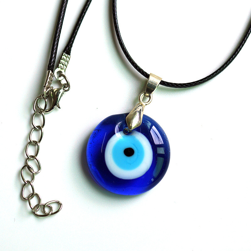 Fashion minimalist style devil's eye pendant jewelry Turkish blue evil eyes stainless steel chain necklace