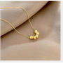 2022 Fashion Trendy Rose Gold Simple Women's 925 Sterling Silver Jewelry Golden Round Beads Girls Pendant Necklace