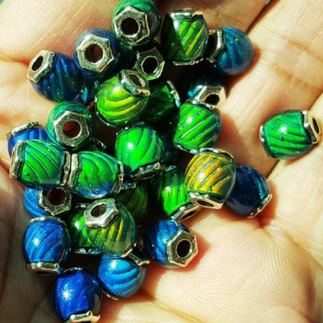 12PCS Wholesale High Quality Helical Hexagonal Shape Loose Metal Mood Beads for Sale