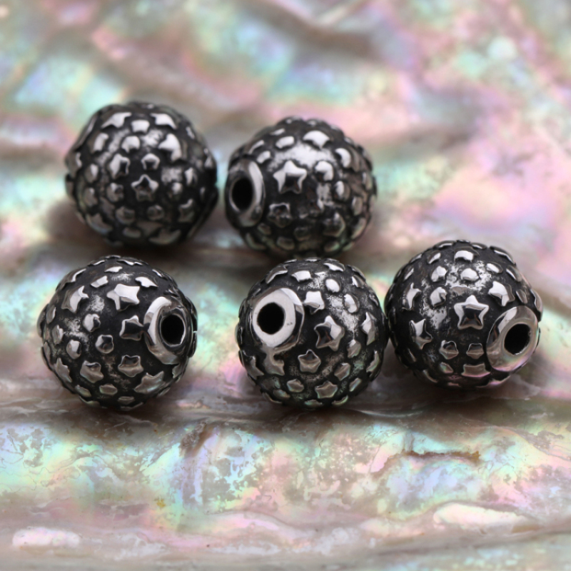 Fancy Antique Silver Plated 5 Star Spot Beads Stainless Steel Beads for Bracelet Making