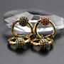 New 2021 Trendy Micro Insert Zirconia Gold Brass Design Charm Jewelry Round Globe Beads Hoop Earrings for Women and Girl