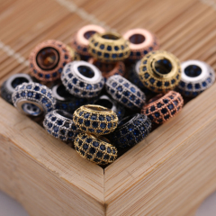 Cool Design Handmade Saphire  Micro Pave Spacer Beads Charm for Men and Women