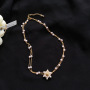 2021 New Fashion Simple Temperament Small Fresh Alloy Double Layer Pearl Flower Pendants Necklace