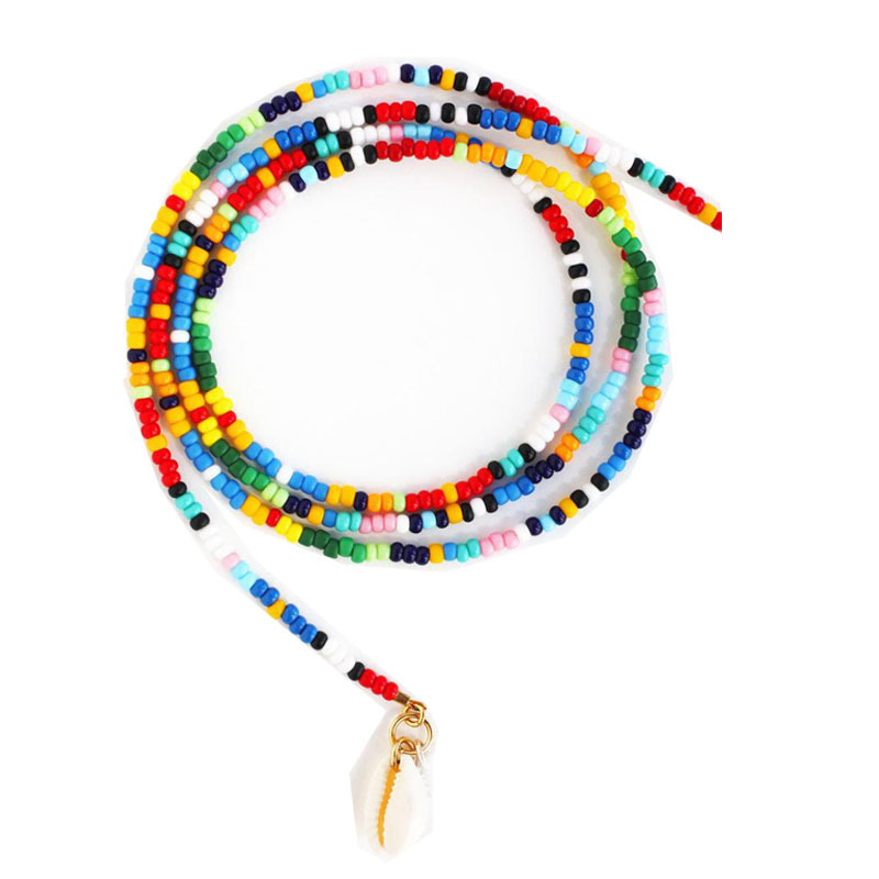 Colorful Seed Beads Necklace for Women Fashion Bohemian Summer Shell Pendant Necklace