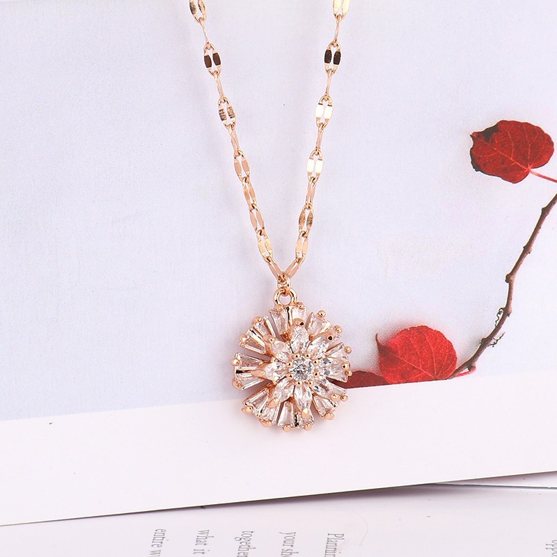 New CZ Micro Pave Small Daisy Collarbone Chain Necklace Female Sun Flower Collarbone chain Necklace Wholesale