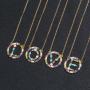 Wholesale Multi Color CZ Alphabet Initial A-Z Letter Gold Plated Pendant Necklaces Rope Chain 100% Product Quality Guaranteed