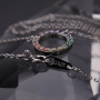 Multi-colors CZ Micro Pave S925 Sterling Silver Circle Pendant Necklace