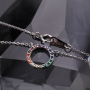 Multi-colors CZ Micro Pave S925 Sterling Silver Circle Pendant Necklace