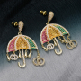 Gold Gun Metal Plated Hiphop Jewelry Oversize Exaggerated Large Umbrellas Statement Stud Earrings For Women