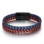 Cool Design Classic Men Gun Metal Plated Colorful High Quality Real Leather Bracelet