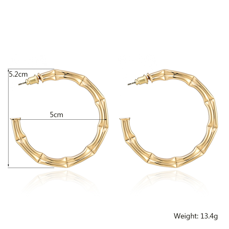 New Arrival 18K Gold Plated Handmade Brass Bamboo C Hoop Earrings For Women