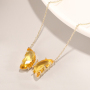 Fashion Gold Plated Copper Chain Crystal Butterfly Charm Necklace
