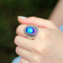 Chunky Trendy Vintage Big Gemstone Crystal Stone Jewelry Color Change Magic Mood Rings for Men and Women