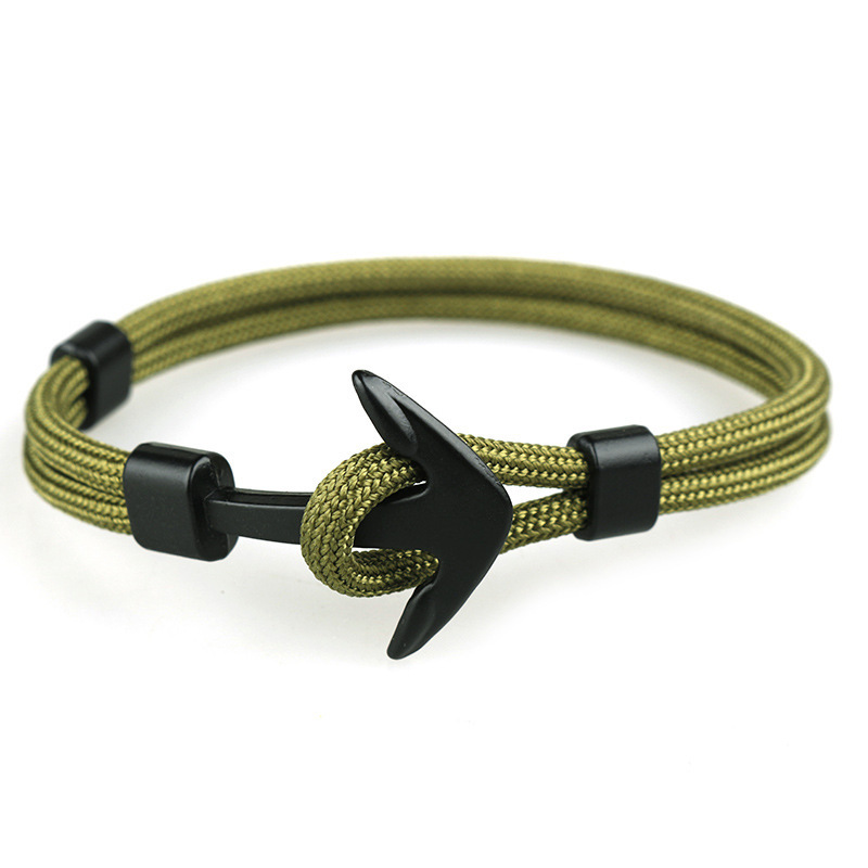 Popular Design Handmade Men and Women Paracord Black Anchor Bracelet Multi Colors Woven Bracelet for Wholesale