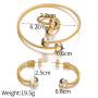 2021 New Luxury Trendy Gold Plated Stainless Steel Jewelry  Earrings Ring Bangle Three Set For Women