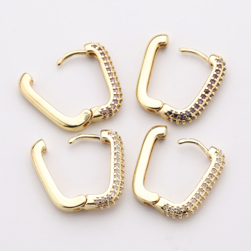 Personality Womens Unique Handmade Gold Earrings Amethyst Zircon Insert Earring