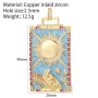 Fashion Enamel Moon Star Sun Painted Tarot Card Pendant 18k Gold Plated Zircon Pendant